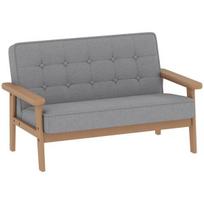 Vaikiška sofa, dvivietis fotelis su medienos rėmu, 77 x 42 x 48 cm, pilka