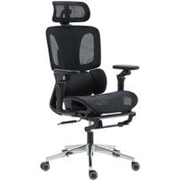 Darbo kėdė ergonomiška, su kojų atrama ir 6D porankiais, 120 kg, juoda