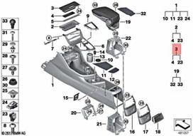 BMW F45 daiktadėžė su dangteliu Centrinė konsolė Priekinė originali 51169274293