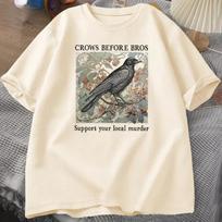 New Funny Crows Before Bros Retro T Shirt Men Halloween T-shirt Casual Cotton Crewneck Short Sleeve Tee Dark Academia Clothin... L įvairiaspalvis