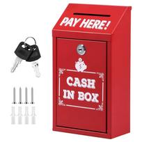 1Pc Metal Donation Box with Lock Key Rust-proof Collection Boxes Wall Mounted Suggestion Box Cash Boxes for Business Home Office