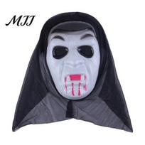 Funny Prank Prop Halloween Ghost Full Face Masque, Horror Screaming Masque with Haunted House Costume Accessory Hood, Scary for Cosplay Party, G black