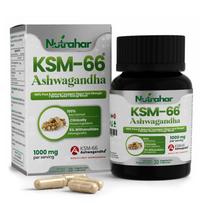 Nutrahar KSM-66® Ashwagandha 1000mg - 30 daržovių kapsulių. Kapsulės | Didelio įsisavinimo formulė maksimaliems rezultatams | Padeda mažinti stresą, suteikia žvalumo, energijos, ištvermės