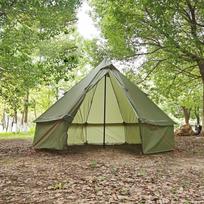 2–4 žmonių „Tipi“ karšta palapinė su krosnelės lizdu „Camping Pyramid Teepee“ palapinė, skirta turistams turistams beige