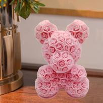 3D Print Rose Bear Statue, Figurine, Tabletop Ornament for Year Decor, Bedroom raudona