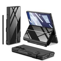 Samsung Z Fold7 5G Leather Flip Case with Glass Painting & Pen Slot Samsung Fold7 gray