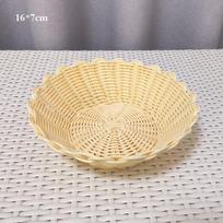 Hardness Rattan Wicker Woven Serving Baskets Hot Pot Platter  Restaurant Serving Tabletop Display 16*7cm Beige&Coffee beige