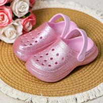 Sparkling children's clogs, comfortable and beautiful, lightweight and non-slip, suitable for both outdoor and indoor use. 168 24 pink