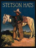 Stetson skrybėlės Kaubojiškas metalinis skardinis ženklas Skardinis ženklas Retro plokštelė Sienų dekoras Namams Sodui Virtuvei Pub Barui Kavinei Vyriškam kampeliui 20x30cm（7.8x11.8inch） brown