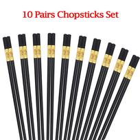 10 Pairs Japanese Chopsticks High Temperature for Sushi Sticks Reusable Alloy Korean Chopsticks Set Healthy Kitchen Tableware black