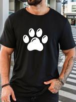 Dog Paw Print Mens Crew Neck Short Sleeve Tee Light Soft Fabric Casual Outdoor Basic For Men Da XXXXL white