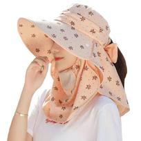 Moteriška vasarinė skrybėlė nuo saulės su UV apsauga, nuimamu veido tinkleliu, kaklo atlapu ir šaliu beige
