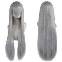 80 cm ilgio sintetiniai balti violetiniai cosplay perukai žali plaukai tiesūs sidabrinis perukas rožinis priedas Lolitos perukas su kirpčiukais 32inches