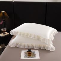 2 Pieces Satin Silk Pillowcase featuring Ruffles 48x74cm Household Decorative Solid Color Pillow Cover designed for Summer Gentle Silky Pillow Sham 2 pillowcase48x74cm blue