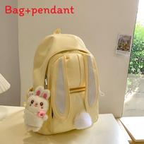 Girls Campus Backpack With Bunny Ears School Bag For Teens Waterproof Nylon With Letter Print