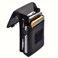 Oxford 6.3 Inch Flip Cover Waist Phone Bag for Men Belt Loop Mobile Pouch Elderly Portable Men's Belt Loop Bag for Walking black