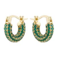 ZHUKOU Dopamine Series Exquisite Full Zirconia Ear Hoops Women's Party Metal Jewelry Accessories Pair:VE1676 Other beige