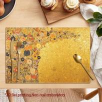 4-piece set Gustav Klimt Kiss table mat, suitable for kitchen, dining table, holiday, party, home decoration 4PCS