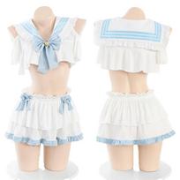 XXOO Erotiniai Seksualūs Apatiniai Anime Lolita Mergaitė Jūreivio Uniforma Moterims Mielos Studentės Tarnaitės Aprangos Cosplay Kostiumai One Size balta