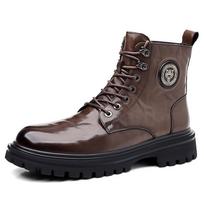 WAERTA Top Quality Designer Vintage Leather Men Snow Boots Business Genuine Leather Men Boots Lace Up Outdoor Motorcycle Boots 45 juoda