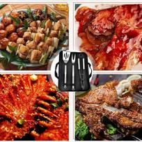 1 vnt. Nešiojama kepsninė Universalus stalo BBQ grotelių keptuvas su grotelių tinkleliu Puikiai tinka lauko stovyklavimui ir kiemo BBQ įrankiams black