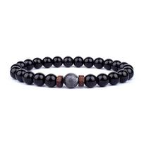 Volcanic Stone Bracelet for Men Lava Wooden 8mm Beads Bracelet Tibetan Buddha Wrist Chain Women Men Jewelry Gift New Bracelets L-21cm black