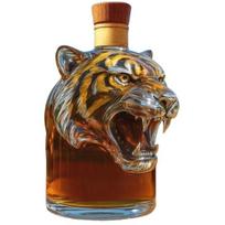 Tigro formos viskio butelis 3D gyvūno dekanteris 300 ml Unikalus stiklinis viskio butelis Dovana viskio mėgėjams, gyvūnų entuziastams E gray