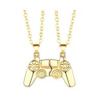 Colorful Couple Gamepad Pendant Necklace, Fashionable Geometric Design Combinable Matching Jewelry beige