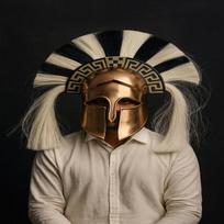 Ancient Greek Spartan Corinthian Helmet with Horsehair Crest Handcrafted Bronze Warrior Helmet Medieval Armor LARP Collectible brown