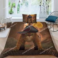 Cartoon Cat PUSS BOOTS Duvet Cover Pillowcase Bedding Set Adult Boys Girls Bedroom Decoration Single Double Large Size 135x200cm
