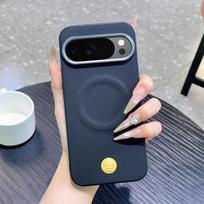 For Google Pixel 11 11 Pro 11 ProXL 10 9   Solid Color Electroplated Magnetic Fingerprint-Resistant Phone Case Google Pixel 10 Pro oranžinė