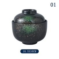 Japanese Soup Rice Bowl With Lid Sushi Dumpling Seasoning Bowl Ceramic Stew Pot Steamer Soup Bowl Traditional Miso Soup Bowl gray