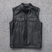 + Išskirtinė liemenė+ Laisvalaikio motociklo odinė liemenė su mygtukais XXXL black