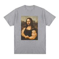 Funny Mona Lisa Fitness T-shirt Muscles Gym Casual Graphic Short Sleeve T-shirts Unisex Fashion  Casual Oversized T Shirt S black