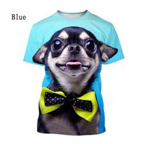 Fashion Animal Dog Chihuahua 3d Printing Men's and Women's Summer Casual Short-sleeved T-shirt 6XL white