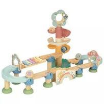 Tooky Toy: Vaivorykštinis kamuoliukų trasos konstruktorius