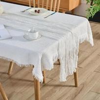 Stalo takelis Sage marlė sūrio audinys vestuvėms pusiau permatomas personalizuotas retro boho šventinis pietų stalas vintažinė stalo dekoracija dovana 90x180cm