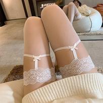 Lace Women'S Stockings Garter Belt Sexy Thin Over Knee Silicone Non-Slip Sticker Red Edge Black Thigh High Stocking brown