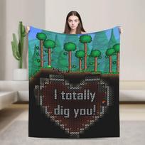 Terraria Game Factorio The factory must grow Blanket Super Warm Plush Throw Blanket For Couch Chair Flannel Bedspread Bed Cover 75x100cm (30x40inch) blue