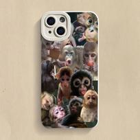 Juokingas beždžionės silikoninis telefono dėklas, skirtas „iPhone 16 15 Pro Max 14 13 12 11 Pro 7 8 Plus 16E XR X XS SE 2020“ smūgiams atsparus minkštas dėklas iPhone 15 Plus gray