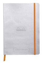 RHODIA Rhodiarama Goalbook A5 Dot 240 with Pen Italian Faux Leather PEFC Silver Rhodiarama Notebook, Grid, Pages, Holder, Cover, Certified, (RHODIA white
