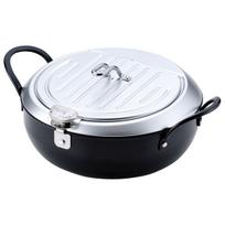 Wahei Freiz Tempura Pot, Tsubame-Sanjo Original  Iimono Koji  Series, 24cm, Iron, with Lid, IH Compatible, Made in Japan, TM-9090 gray