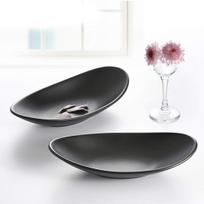 Matte Black Boat-Shaped Melamine Jewelry Storage Dish Food-Grade Small Items Storage Tray 2PCS juoda