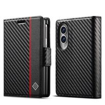 Skirta Samsung Galaxy Z Fold 8 Wide 5G dėklas Prabangus Anglies Pluošto Odinis Atverčiamas Piniginė Kortelių Lizdas Atsparus Smūgiams Galinis Dangtelis Priedai Galaxy Z Fold 8 Wide gray