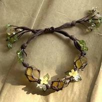 Colored Vital Crystal Hand Chain Hand-knitted Irregular Stone Bangle  Hipster gray