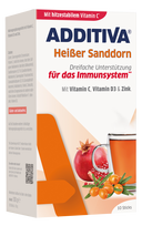 ADDITIVA vitaminas C + cinkas + vitaminas D3 šaltalankių karštasis gėrimas, 10 pakelių
