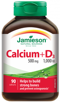 JAMIESON Kalcio ir D3 vitamino kompleksas 500 mg/1000 TV, 90 tablečių