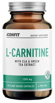 L-karnitinas su žaliosios arbatos ekstraktu ir CLA 1200 mg, 90 kapsulių ICONFIT