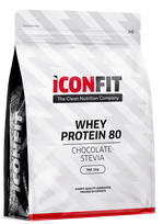 ICONFIT Whey Protein 80 – šokolado skonio milteliai su STEVIA, 1000 g
