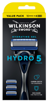 WILKINSON SWORD Hydro5 skustuvas su 4 keičiamųjų peiliukų rinkiniu, 1 vnt.